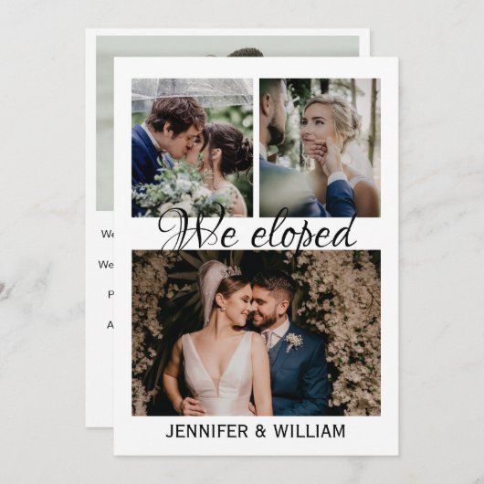 Photo Collage Nous avons Elopé Faire-part Mariage (Devant / Derrière)
