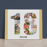Photo Collage Numéro 18 Neutre 18e anniversaire<br><div class="desc">Créez votre propre cadeau photo personnalisé pour un 18e anniversaire. Ce collage photo soigné est en forme du numéro 18 sur un arrière - plan blanc avec des bordures de sable beige neutre / jaune muet. Le collage peut contenir 12 photos et le modèle est prêt pour vous à ajouter...</div>
