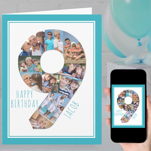 Photo Collage Numéro 9 Carte d'anniversaire du gar