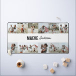 Photo collage personnalisé moderne minimaliste sim<br><div class="desc">Style moderne minimaliste typographie girly noir et blanc stripe élégant simple collage multi photo unique personnalisé design de bureau cadeau personnalisé.</div>
