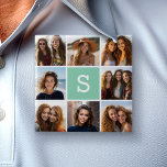 Photo Collage personnalisé Monogramme Mention vert<br><div class="desc">Vous pouvez utiliser des photos Instagram pour cette conception. Utilisez 8 photos carrés pour créer un cadeau unique et personnel. Ou vous pouvez garder le chiot hipster et faire un gardien branché. Si vous avez besoin d'ajuster les images,  cliquez sur l'outil personnaliser pour apporter des modifications.</div>