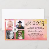 Photo Collage Pink Girl Graduation Faire-part (Devant / Derrière)