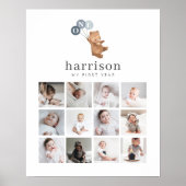 Photo Collage Poster - Bear 3 Ballons Bleus (Devant)