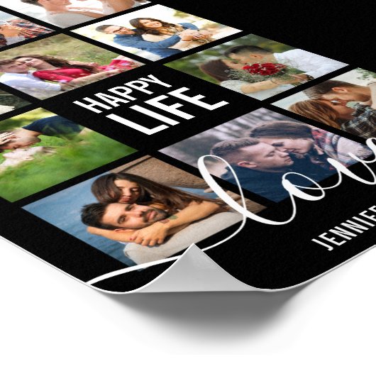 Photo Collage Poster Mariage noir (Coin)