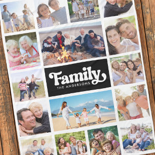 Photo Collage Retro Familie 16 Afbeeldingen Fleece Deken