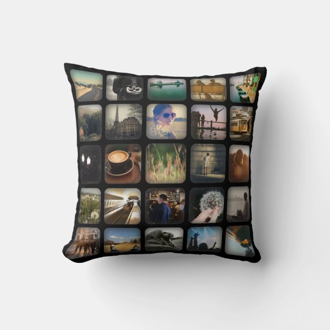  Photo Collage Retro Round Border Border Border Kussen (Voorkant)