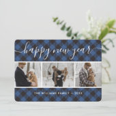 Photo Collage Simple Bleu Bonne année Carte (Debout devant)