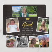 Photo Collage Tableau noir Grad Party Invitation (Devant / Derrière)