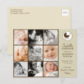 Photo Collage Taupe Faire-part de naissance bébé (Devant / Derrière)