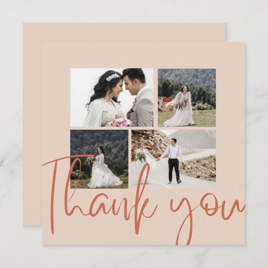 Photo Collage Terracotta Carte de remerciements Ma (Devant / Derrière)