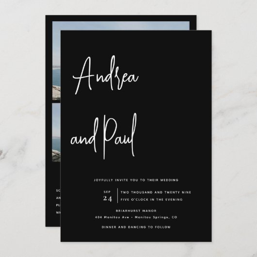 Photo Collage Wedding | Qr Code Invitations (Devant / Derrière)