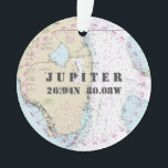 Photo commémorative 2-Sided nautique Jupiter FL<br><div class="desc">Avec un côté montrant la carte de navigation officielle pour Jupiter et abords (no. 11460, circa 2016) et l'autre n'importe quelle image que vous souhaitez montrer, ceci est un grand cadeau commémoratif de photo -- grand pour votre arbre de Noël OU pour accrocher sur votre miroir de vue arrière !...</div>