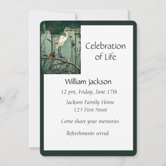 Photo commémorative Invitation Egret Water Bird (Devant)