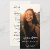 Photo commémorative moderne | Carte de prière funé (Devant / Derrière)