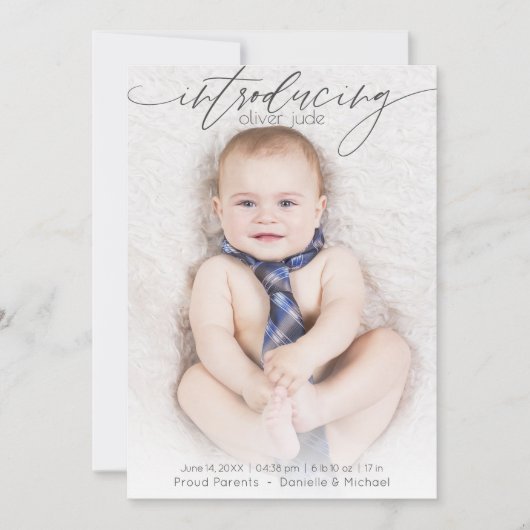 Photo complète Faire-part de naissance moderne ble (Devant)