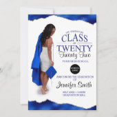 Photo complète personnalisée Bleu Invitation de gr (Devant)