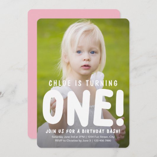 Photo complète verticale Invitation premier annive (Devant / Derrière)