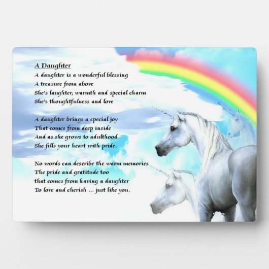 Photo Conception Unicorne - Plaque poème fille (Devant)