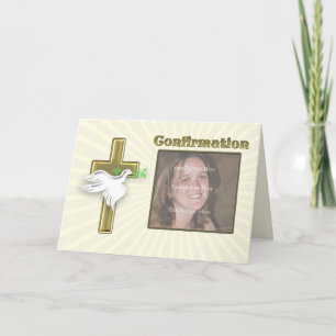 Photo Confirmation invitation with a golden cross