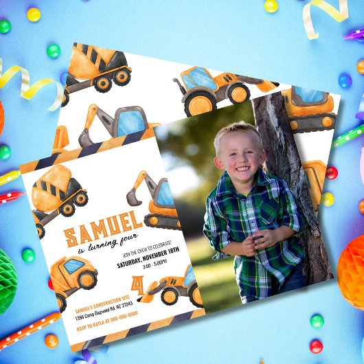 Photo Construction Camion Anniversaire Invitation