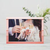 Photo Coral rose rayé Mariage Carte de remerciemen (Debout devant)