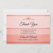 Photo Coral rose rayé Mariage Carte de remerciemen (Dos)