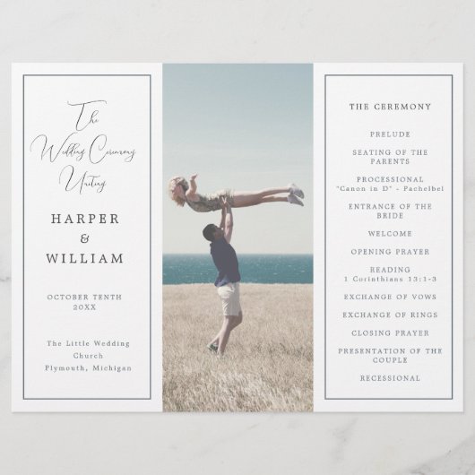 Photo côtière Programme de mariage Tri-Fold (Devant)