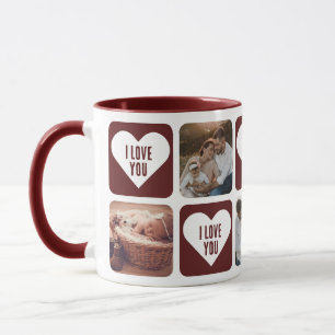 Photo Cousue Rouge Personnalisée Je T'Aime Mug