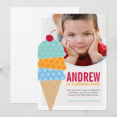 Photo Crème de glace Invitation d'anniversaire à A (Devant / Derrière)