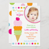 Photo Crème de glace Invitations à la fête d'anniv (Devant / Derrière)