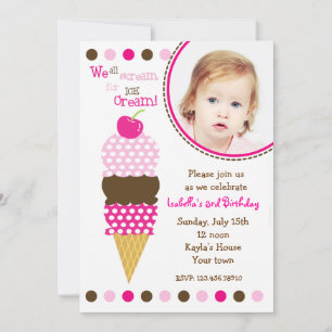 Photo Crème de glace Invitations pour la fête d'an