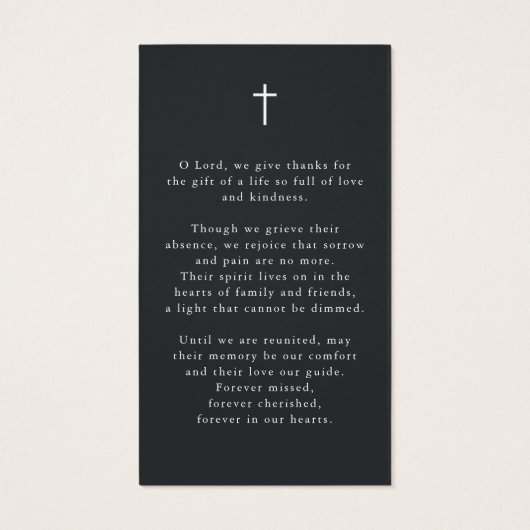 Photo Cross In Loving Memory Funeral Prayer Card (Dos)