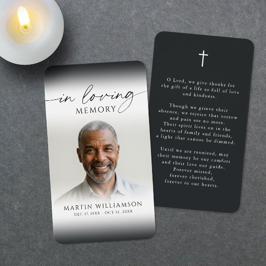 Photo Cross In Loving Memory Memorial Prayer Card