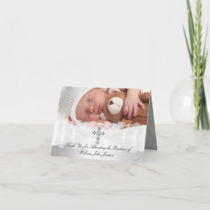 Photo Cross Lace Baptism Carte de remerciements