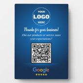 Photo Custom Google Review QR Code Business Blue Plaque (Devant)