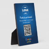 Photo Custom Google Review QR Code Business Blue Plaque (Côté)