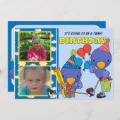 Photo customisée Oiseaux Bleus Invitation Annivers (Devant / Derrière)