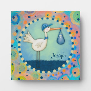 Photo Cute Blue Stork Inspirivity Plaque personnalisée