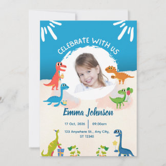 Photo Cute Dinosaures Pour Enfants Invitation Anni