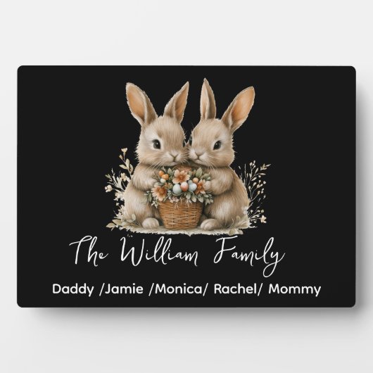 Photo Cute Easter Bunny Family Plaque – Personalized  (Devant)