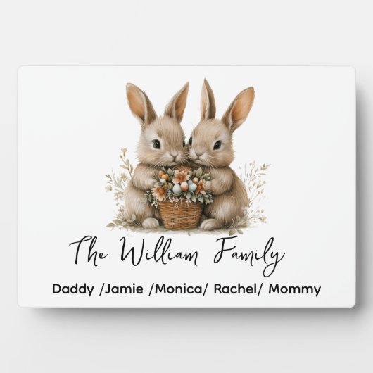 Photo Cute Easter Bunny Family Plaque – Personalized  (Devant)