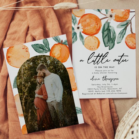 Photo Cutie Orange Baby shower Invitation