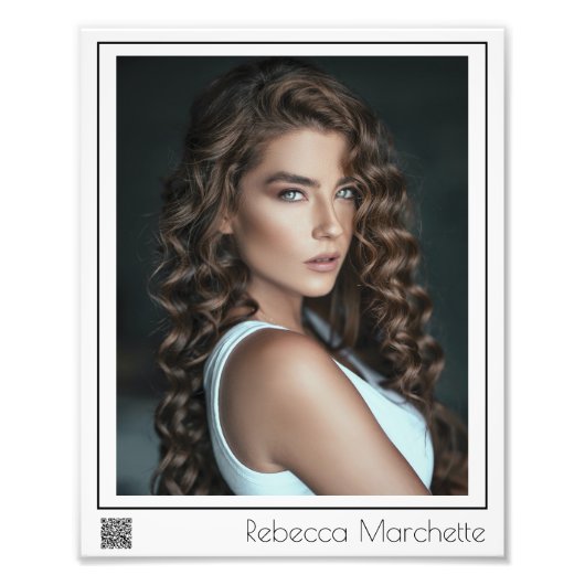 Photo d'acteur au bord fin 8x10 | Code QR (Devant)