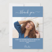 Photo d'anniversaire bleu poussiéreux carte de rem (Devant)