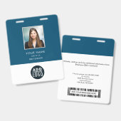 Photo de badge d'employé d'entreprise avec code-ba (Avant & arrière)