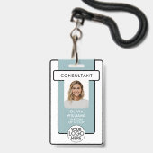 Photo de badge d'employé moderne avec code QR de l (Avant avec lanière)