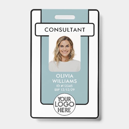 Photo de badge d'employé moderne avec code QR de l (Avant)