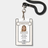Photo de badge d'employé moderne avec code QR de l (Avant avec lanière)