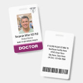 Photo de badge d'identification de médecin infirmi (Avant & arrière)