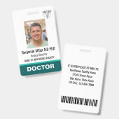 Photo de badge d'identification de médecin infirmi (Avant & arrière)